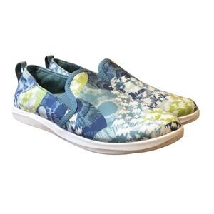 Olukai Haleiwa Pai Shoe Womens 8 Green Blue Tropical Slip In Canvas Sneaker